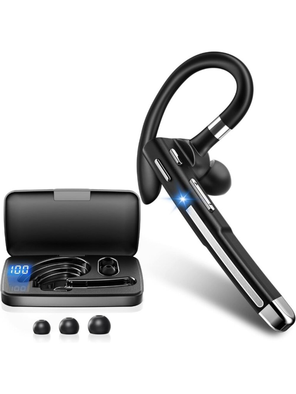 Wireless Bluetooth Headset V5.4, Noise Cancelling Earbud, 100Hrs Talk Time